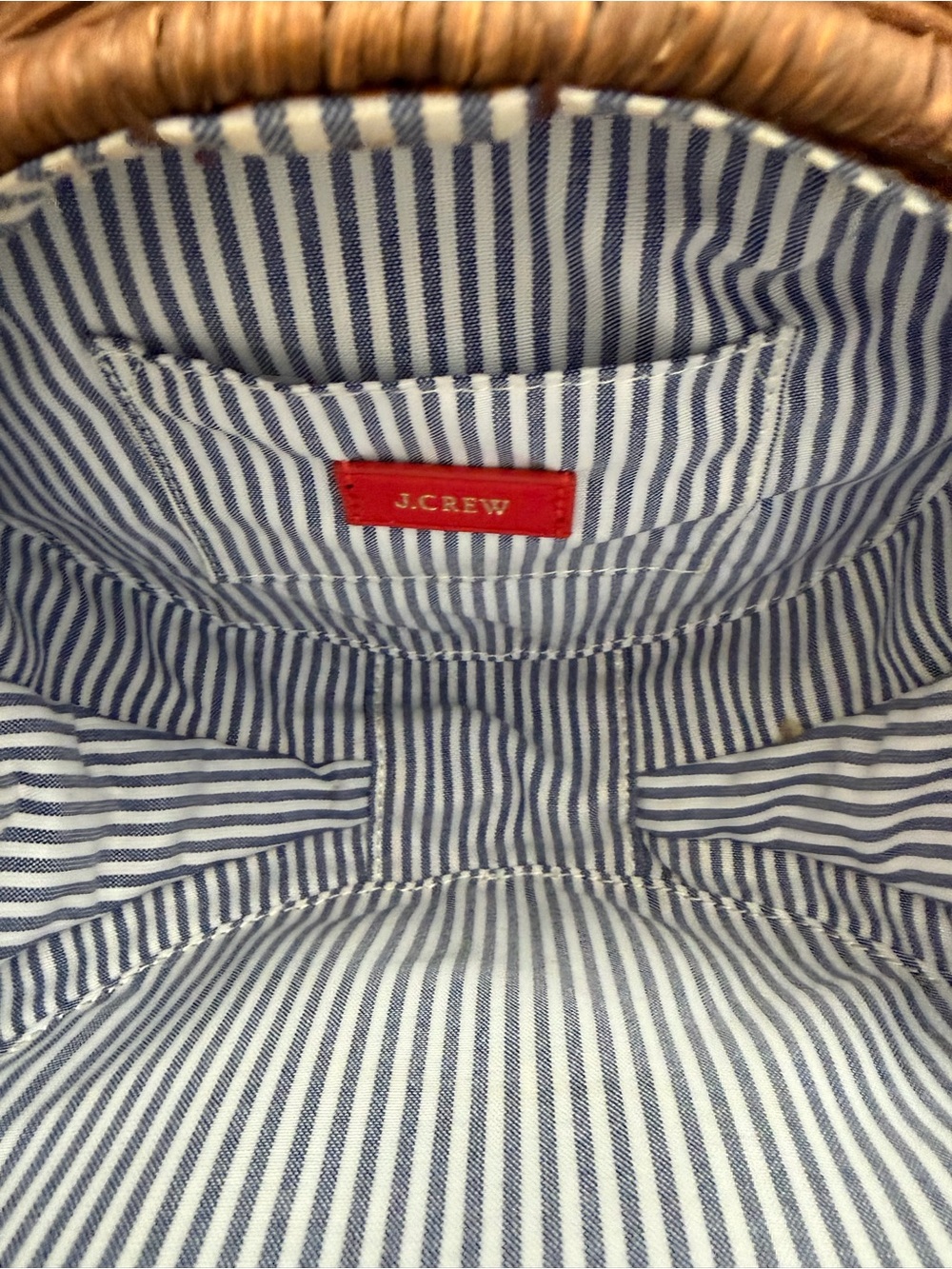 J Crew Woven Round Crossbody Bag with Red Trim - Picture 3 of 4